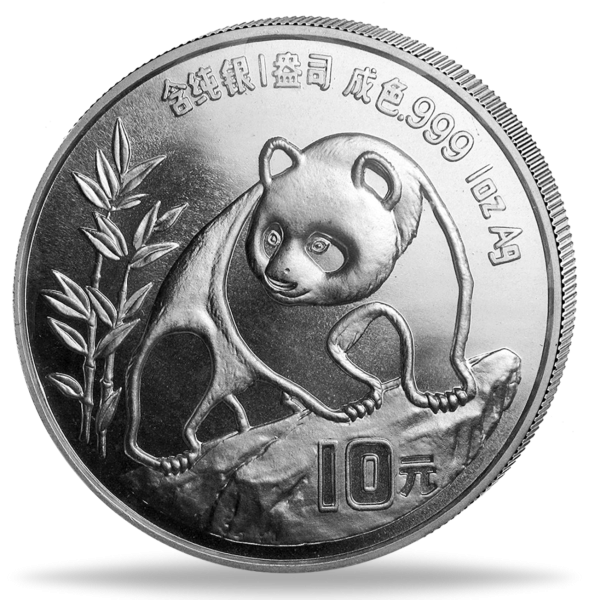 1 Unze Silbermünze China Panda 1990 PP Münzvorderseite