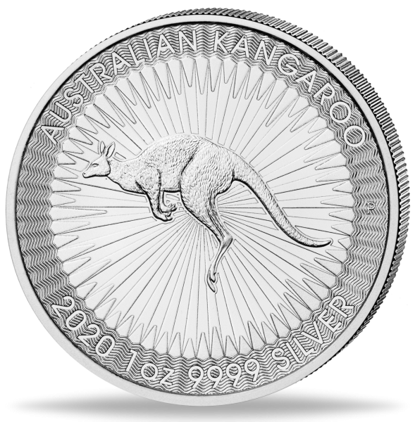 1 Unze Silbermünze Känguru 2020 Münzvorderseite