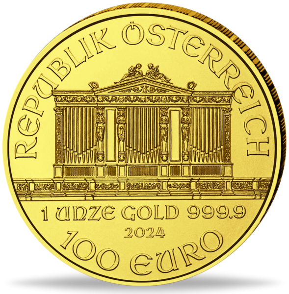 1 Unze Goldmünze Wiener Philharmoniker 2024 Münzvorderseite
