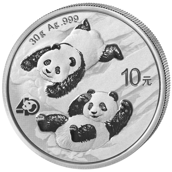 10 Yuan Panda 30g Silber - Voderseite Münze