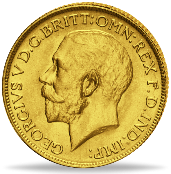 1/2 Pfund Sovereign Goldmünze Georg V. Münzvorderseite